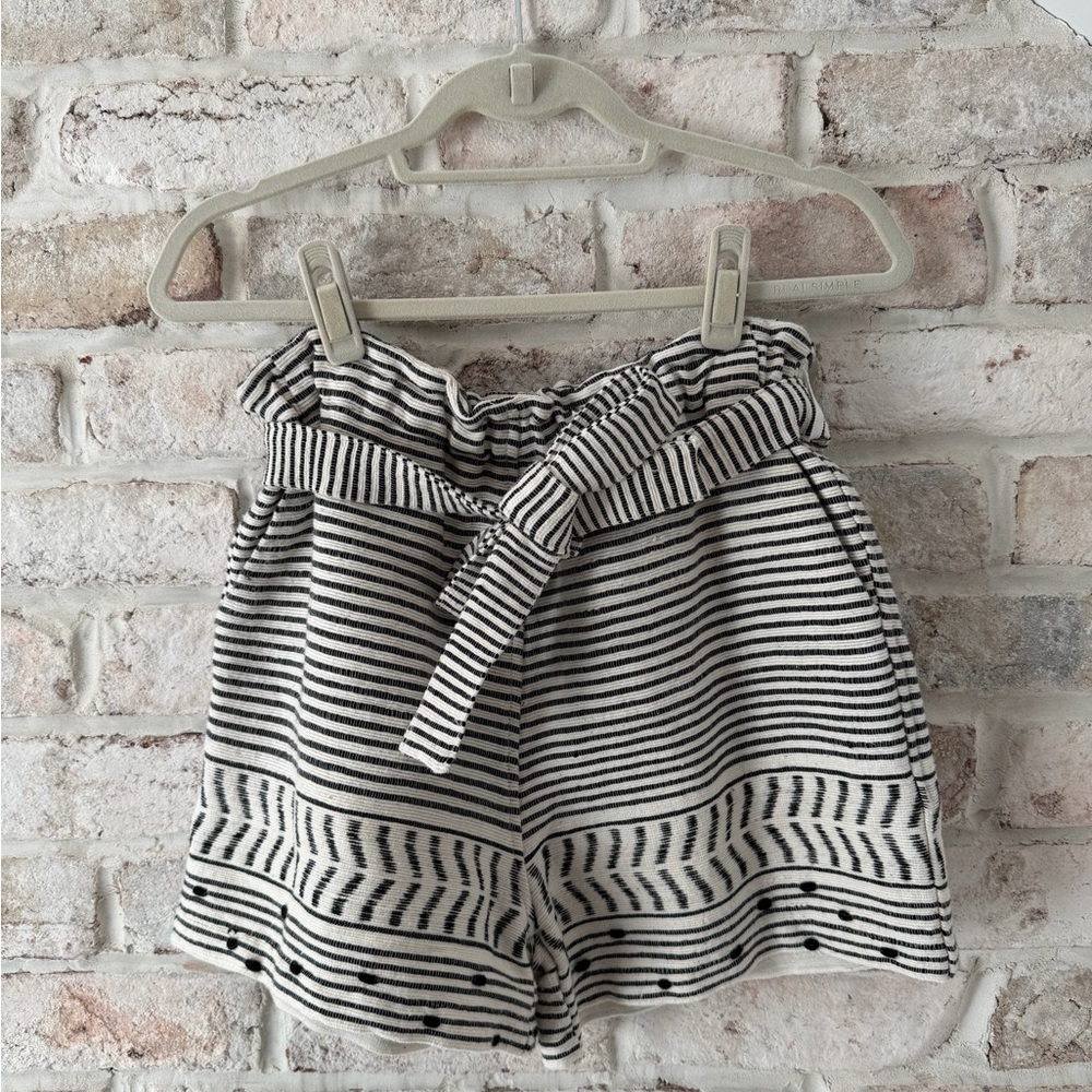Lemlem Black & White Striped Paperbag Waist Shorts Size S